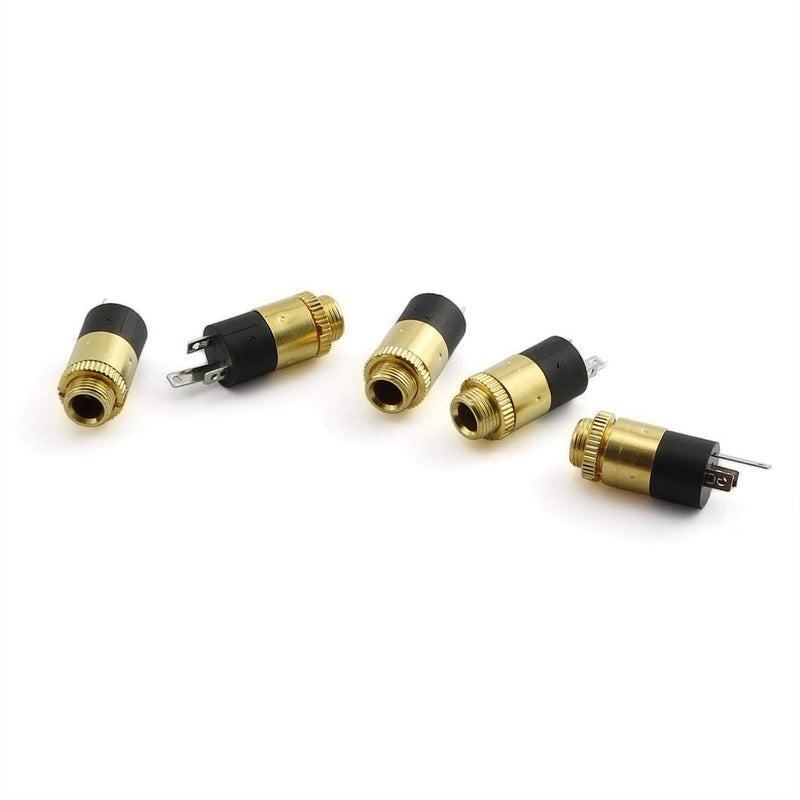RuiLing 5-Pack Stereo Audio Panel Mount Jack Adapter Gold Plating Metal Headphone Female Socket Connector 3.5mm - Image 1